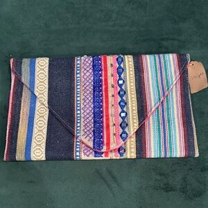 Multicolor Striped Clutch